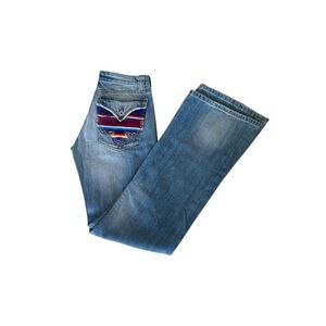 Miss Me Flare Bohemian Western Cowgirl Aztec Rare Size 28 Jeans